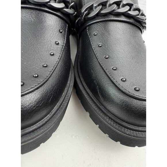 Report Hayden Womens Size 7 Black Chunky Chain Studded Loafers Faux Leather - Picture 5 of 12